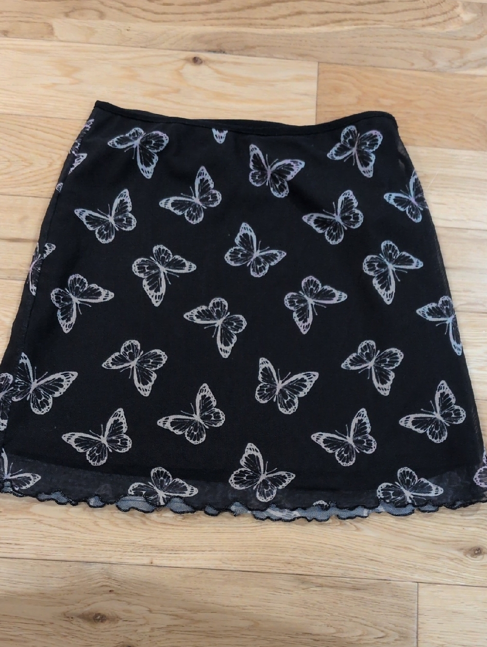 art class Black Skirt with Light Gray Butterfly Print